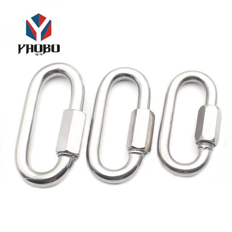Stainless Steel DIN5299 304/316 Quick Link Swivel Clasp Spring Climbing Snap Carabiner Hooks Rotating Connector with Screw Lock for Hammock & Safety Bar