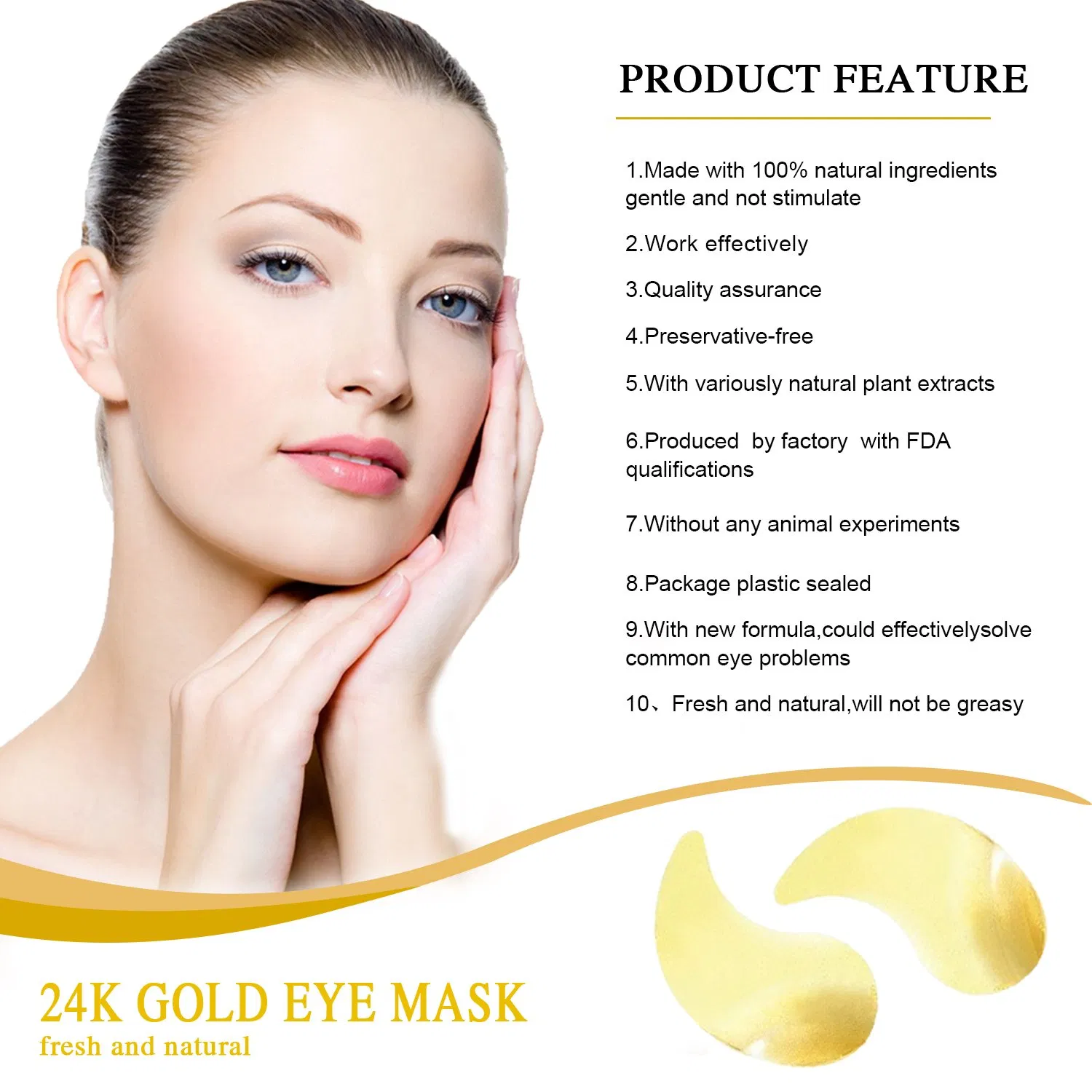 Wholesale 24K Gold Collagen Eye Mask Reducing Dark Circles Anti-Wrinkle Deep Hydration Eye Patches