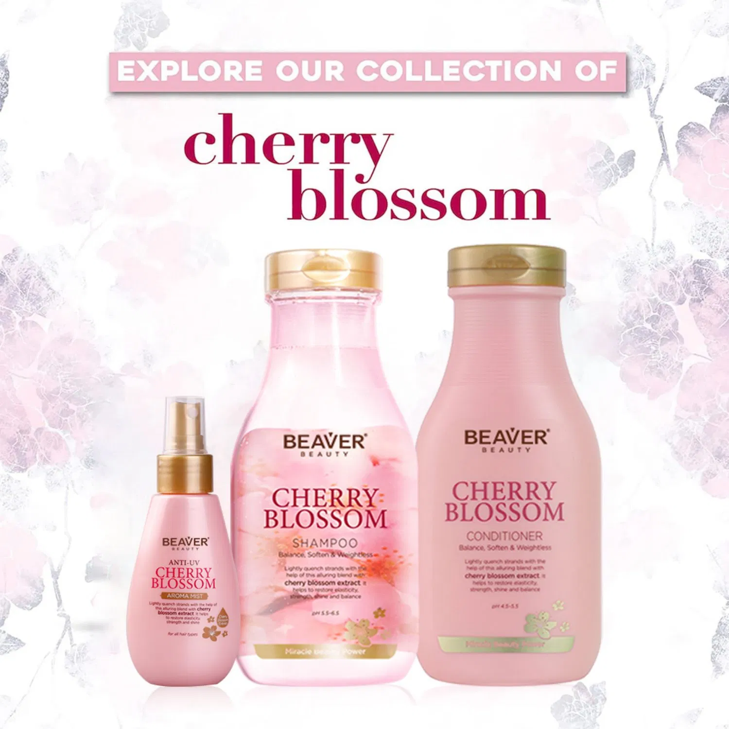 Beaver Cherry Blossom Hair Shampoo and Conditioner for Greasy or Oily Hair