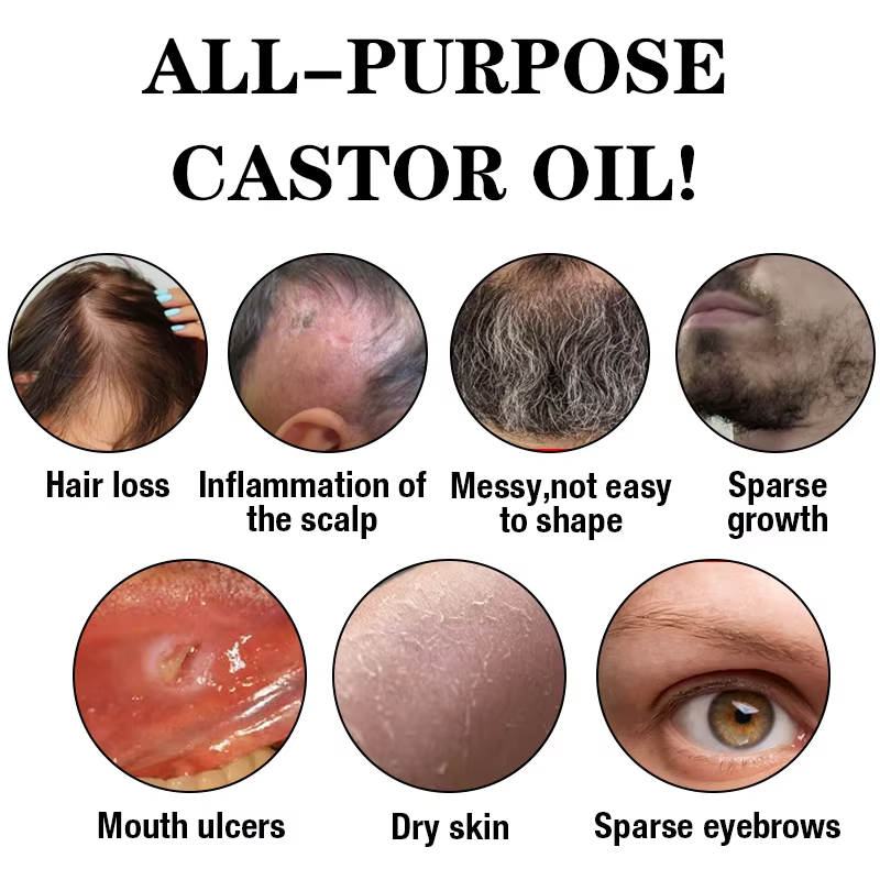 Private Label Natural Organic All Purpose Multifunction Oil Hair Beard Skin Care Strengthen Product Repair Castor Oil