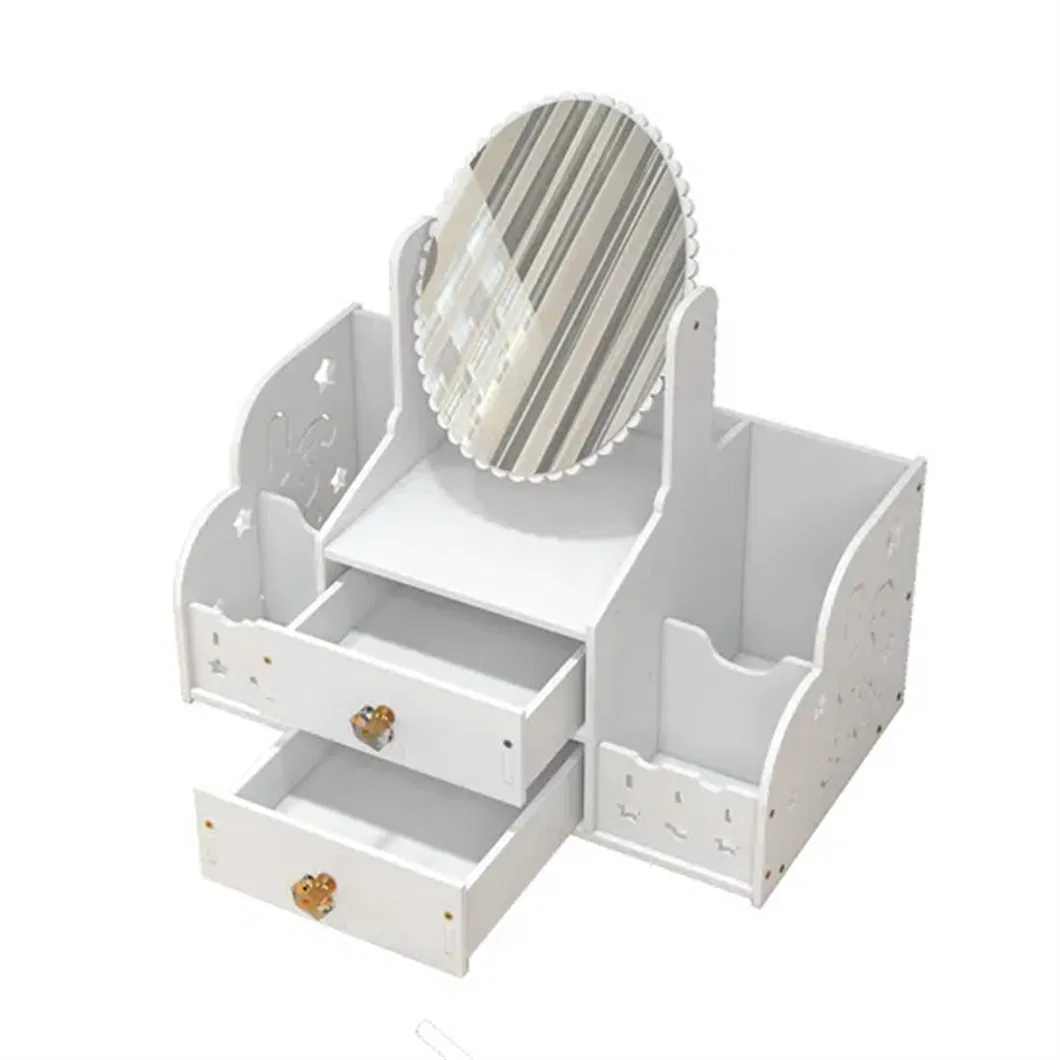 Cabinet Drawer Storage Makeup with Box Desktop Princess Size Vanity Mirror