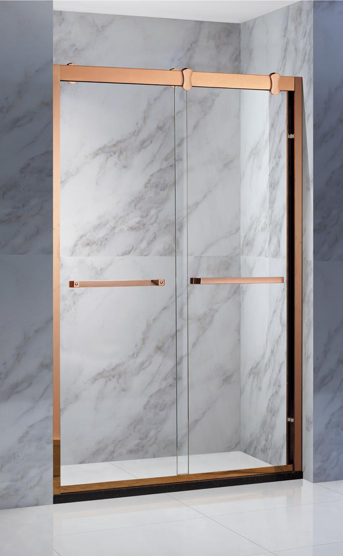 Jyy Custom Bathroom Gold Frame Tempered Glass Sliding Shower Door