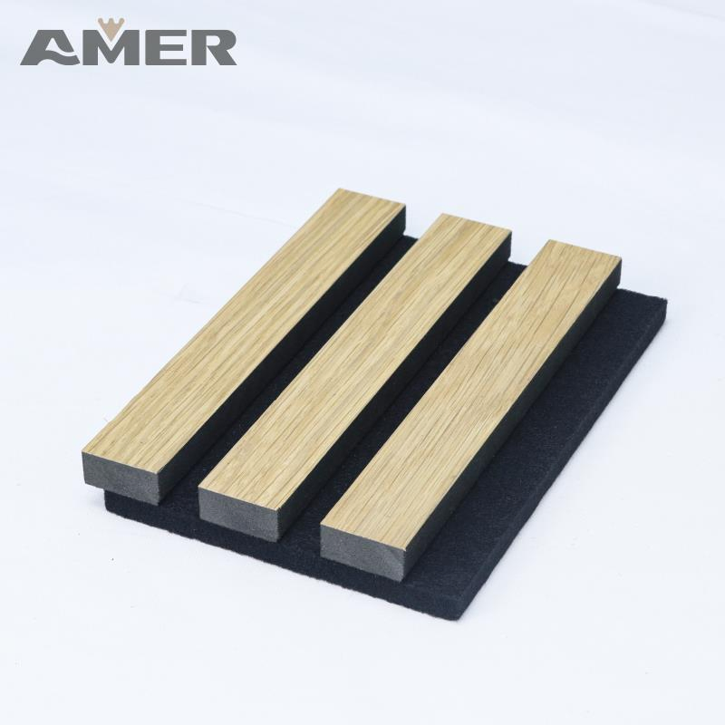 Wall and Ceiling Soundproof Slats Laminated Pet Wooden Veneera Acoustic Panel for Auditorium Hall
