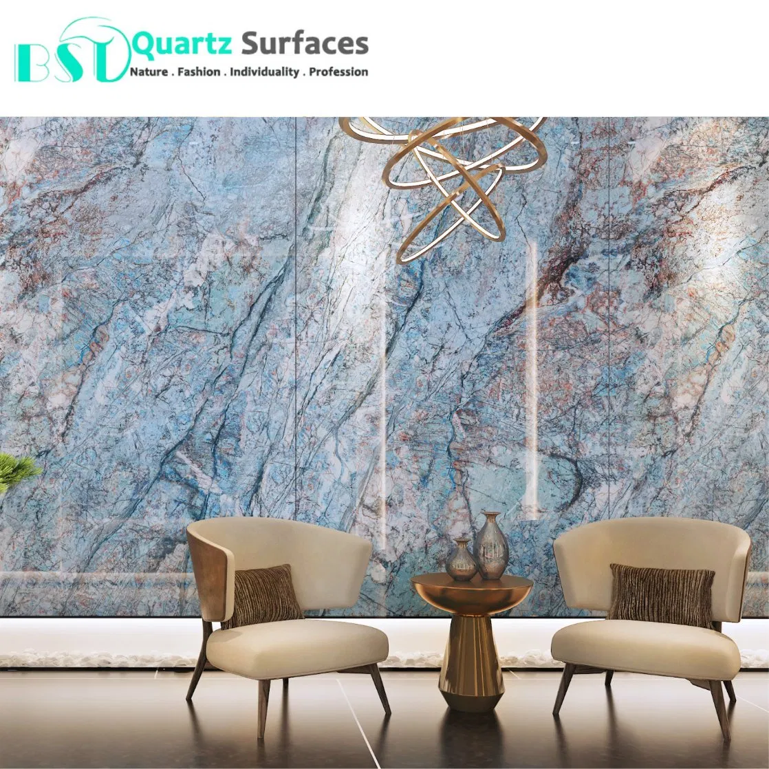Blue Large Format Porcelain Slabs for Kitchen Countertops