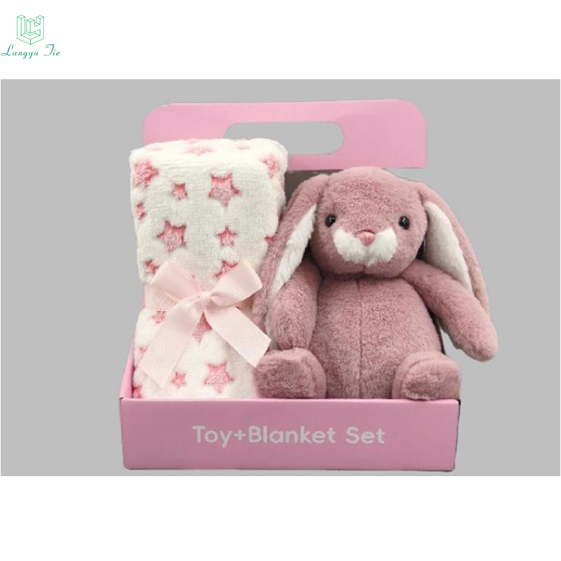 Wholesale Langyu Stuffed Animal Toys with Blanket Plush Dolls Kids Sleeping Blanket Cute Animal Doll Blanket Rabbit Blanket