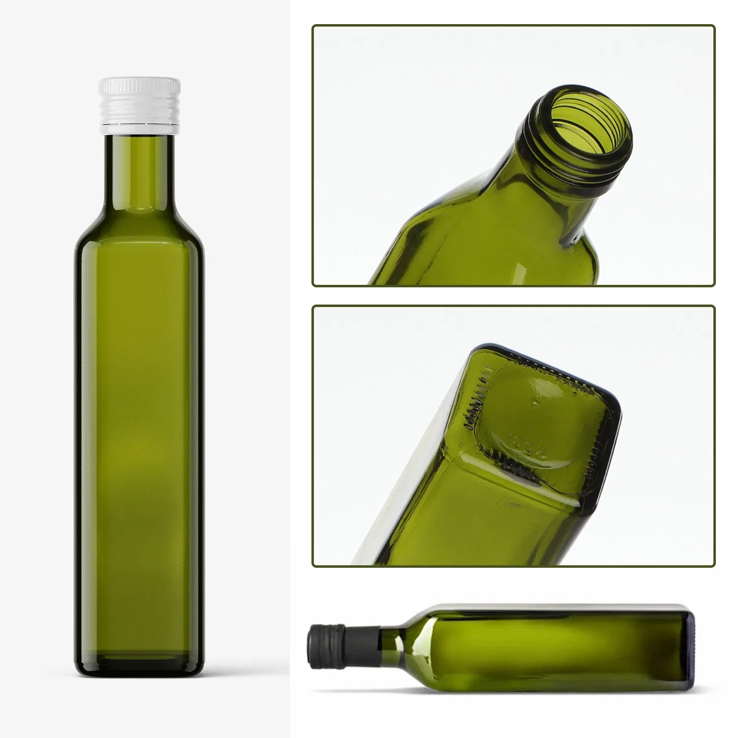 New Design 250ml 500ml 1000ml Amber Empty Glass Olive Oil Bottle with Aluminum Lid