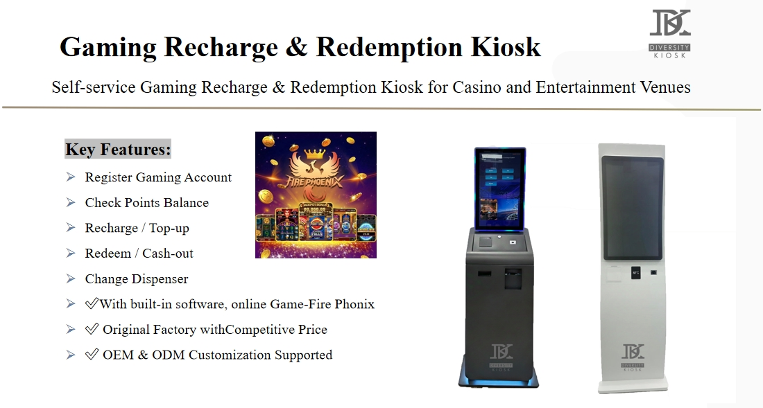 High Quality Self Service Kiosk Redemption Machine Support Fire Phoenix Gambling ATM Machine Gaming Slot Betting Machine