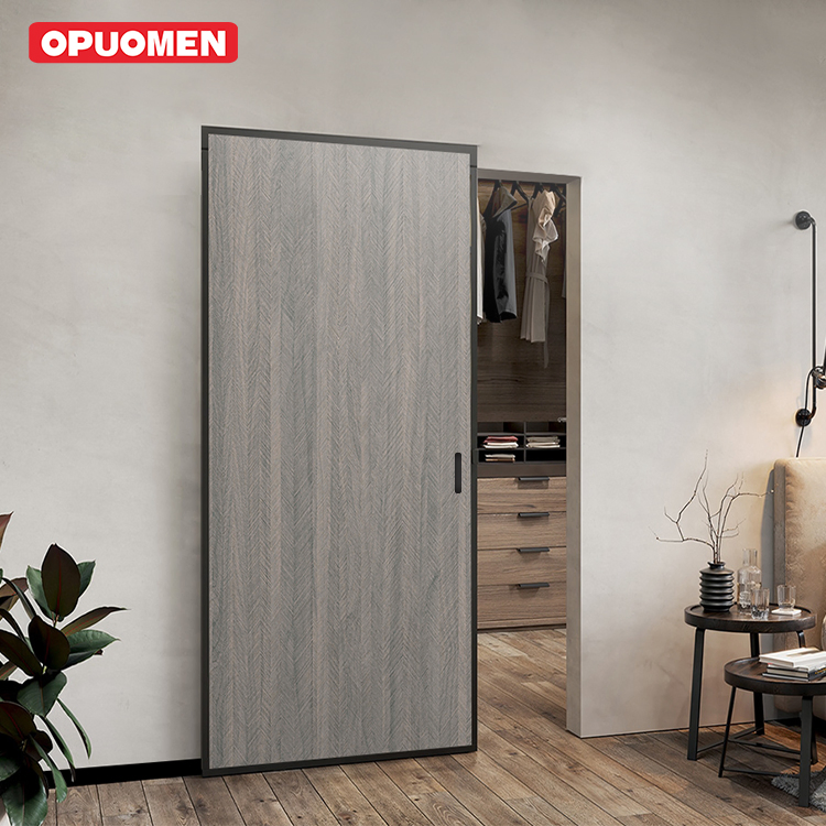 New Ghost Design Aluminum Wood Main Entrance Sliding Door for Apartment Villa