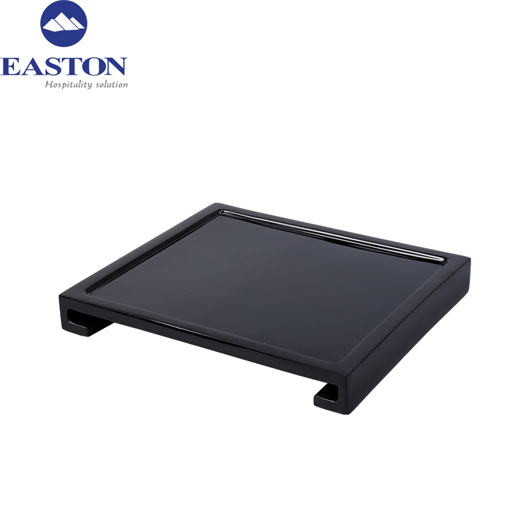Hot Sale Hotel Bathroom Black Shiny Resin Soap Dish
