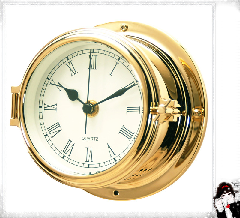 12 Hours Format Quartz Clock Roman Dial 150mm Open Type Brass Case