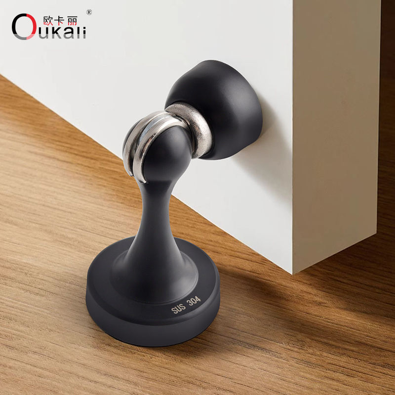 Oukali Furniture Hardware Stainless Steel Modern Wall Protector Black Door Catch Stopper