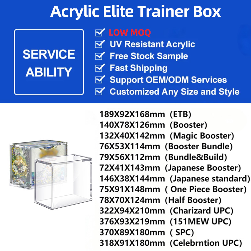 Clear UV Resistant Acrylic Box Case for Pokemon Tcg