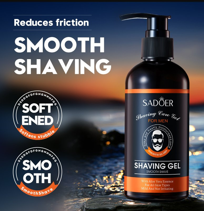 Men Shaving Gel Moisturizing Smooth Beards Shaving Foam Gel for All Beard Aloe Vera After Shave Gel Non-Foaming Fresh Scent Clear Shaving Gel with Moisturizing