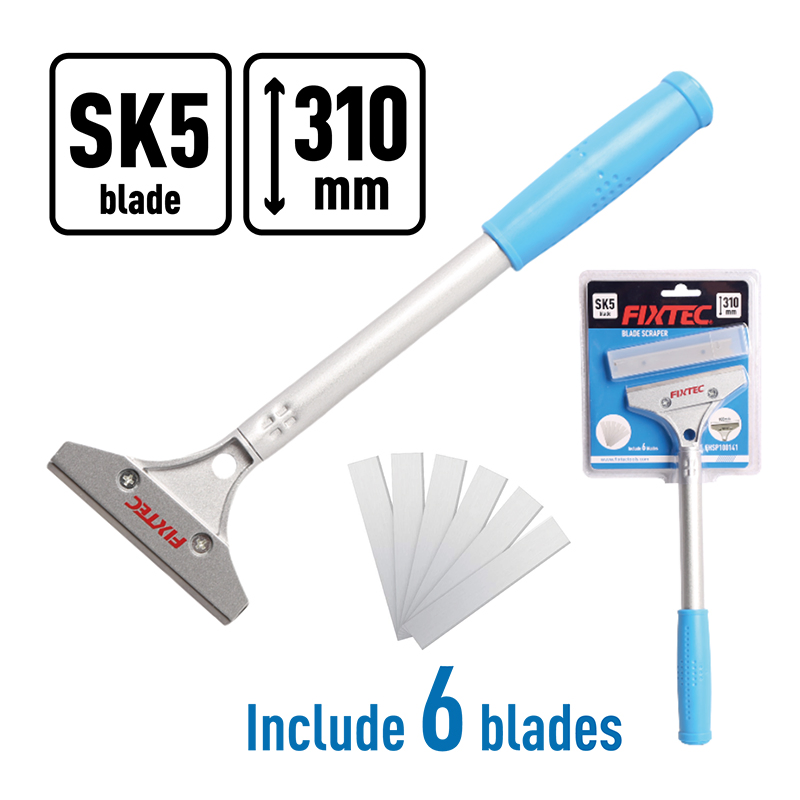 Fixtec Window/Glass/Car Cleaning Sk5 Scraper Tool with 1PCS Installed Blade and 4PCS Spare Blades