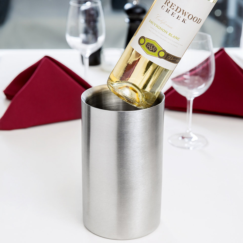Stainless Steel Double Wall Insulated Tabletop Wine Chiller for White Wine & Champagne
