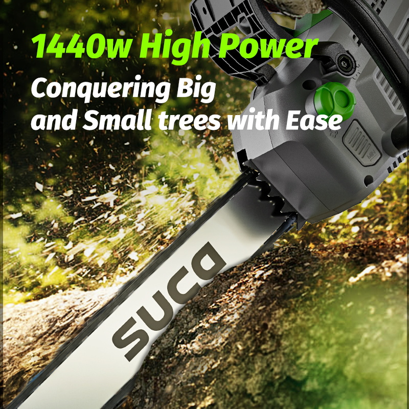 Suca 40V 16 Inch Lithium Battery Powered Chainsaw Electric Garden Tools Chain Saw Handheld Pruning Chainsaw for Wood Cutting