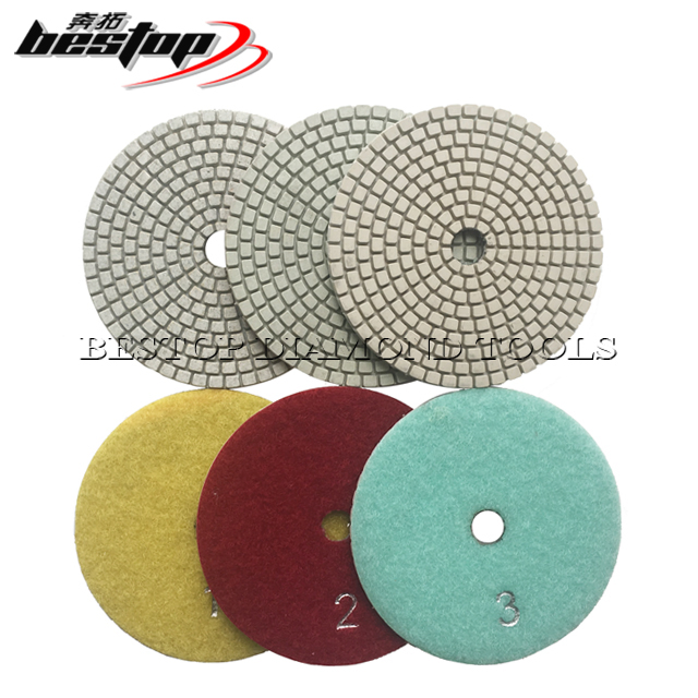 D100mm 3 Step Diamond Grinding Pad for Quartz Stone