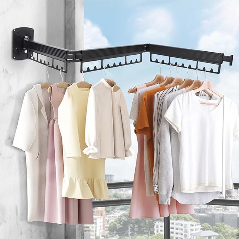 Foldable Expandable Laundry Drying Rack Wall Mounted Balcony Clothes Towel Laundry Hanging Drying Rack for Balcony Clothes
