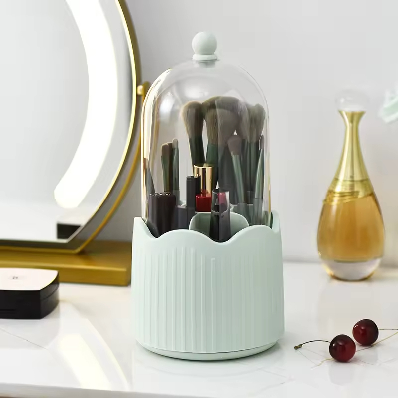 Rotating Dustproof Desktop Makeup Organizer Plastic Pen Holder for Lipstick Eyeshadow Eyeshadow Dressing Table Storage Tube