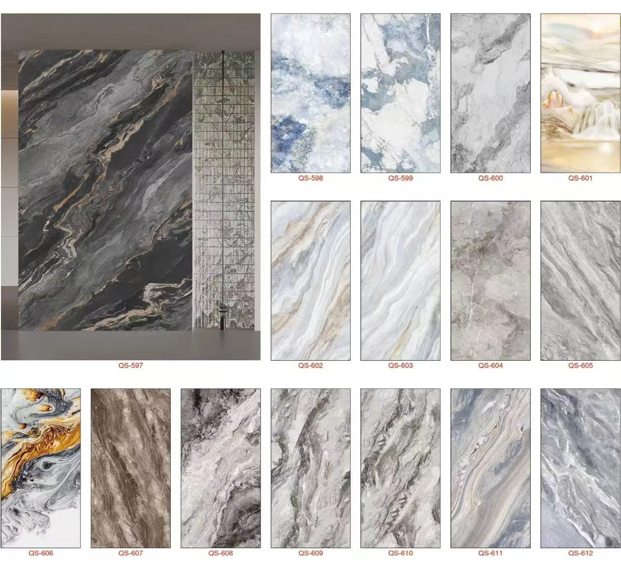 Fiber Cement Marble Grain Interior Wall Decoration Panel with Class a Fire-Resistance
