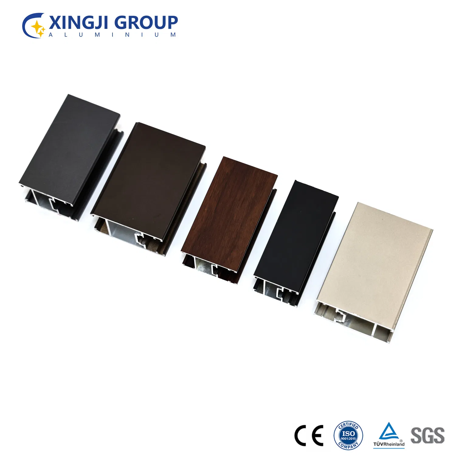 Customized Powder Coated Wood Grain Aluminium Extrusion Profiles for Windows and Doors