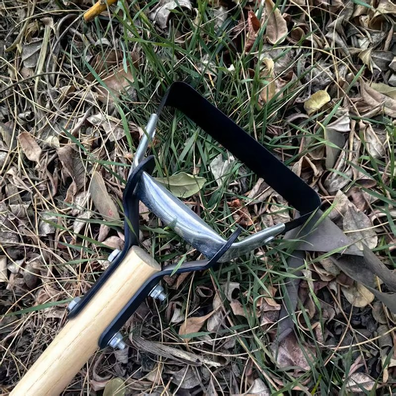 Stirrup Type Garden Weeder Steel Hoe with Long Wooden Handle Weeding Tool
