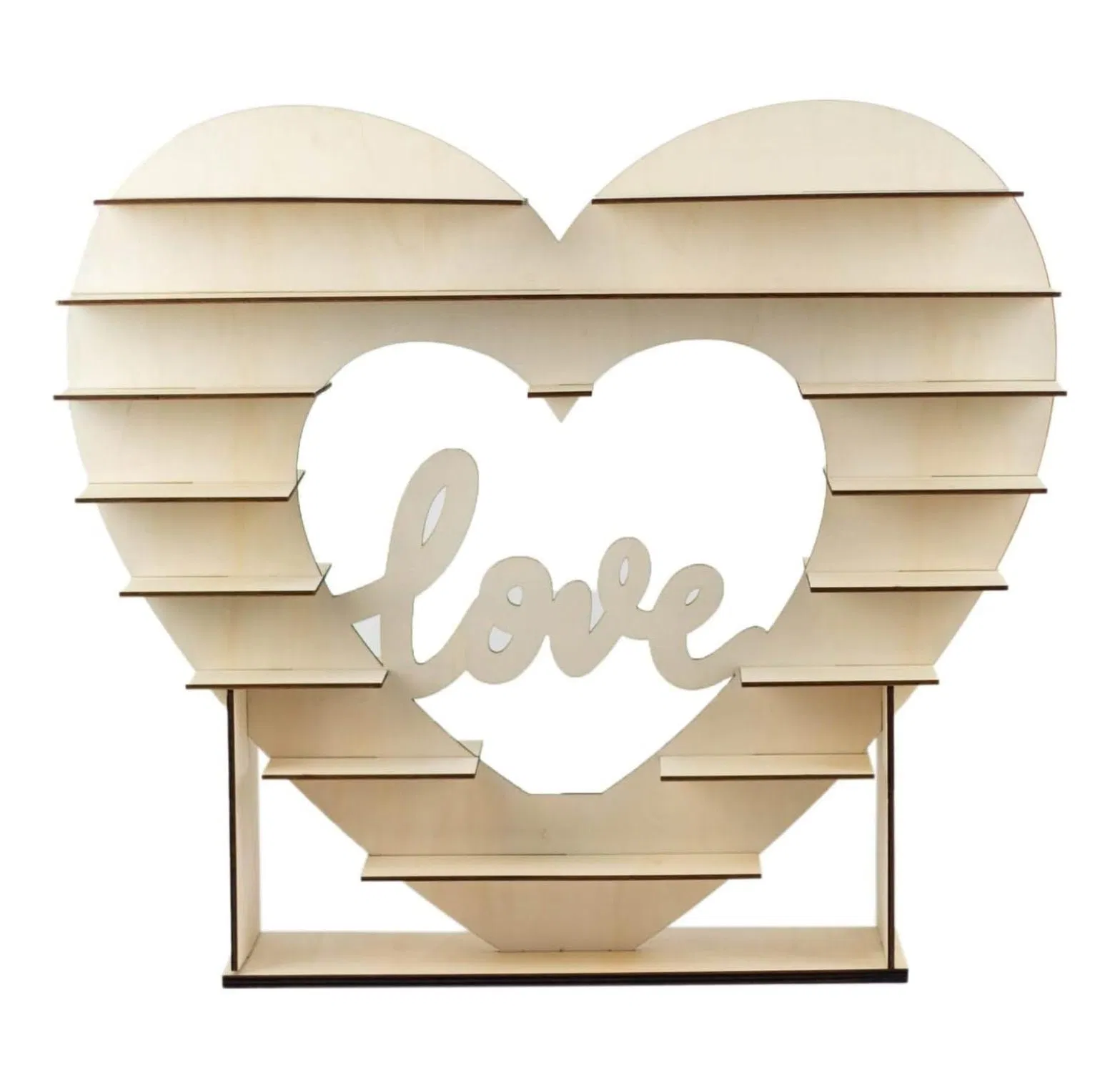 Heart Shaped 8-Layer Double Sided Wooden Dessert Display Stand