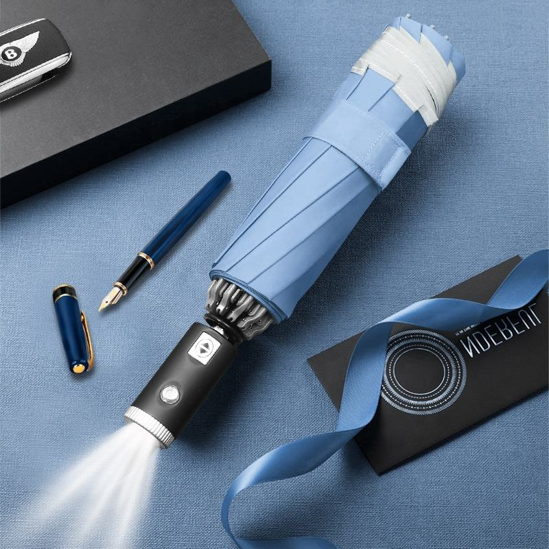 Innovative Solar Umbrella Compact Travel Night Using LED Flashlight Umbrella Reverse Automatic Umbrella with Logo