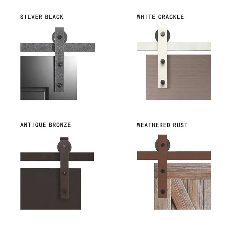 Elegant Farmhouse Style Matt Black Wooden Sliding Barn Door Hardware Set