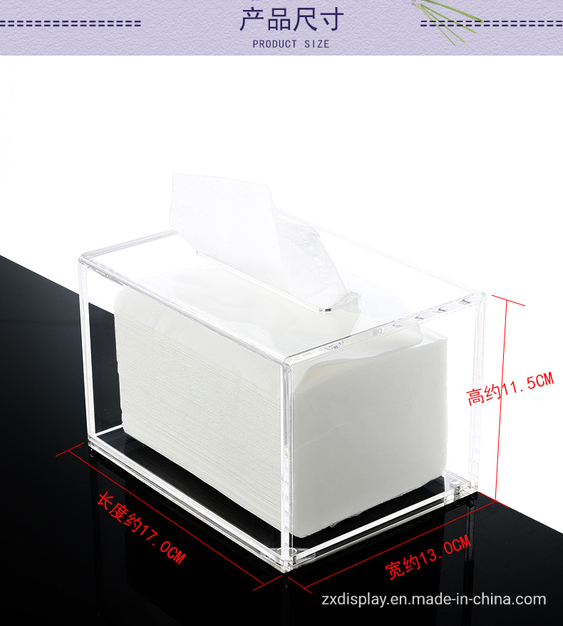 European Transparent Acrylic Car Tissue Box Holders with Sliding Bottom