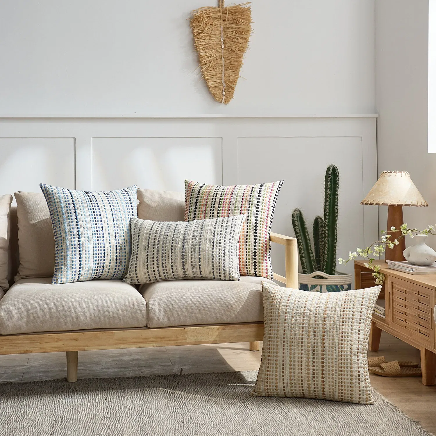 High Quality Luxury Modern Woven Pillow Covers Throw Pillow Case Cover Stripe Pillow Cover