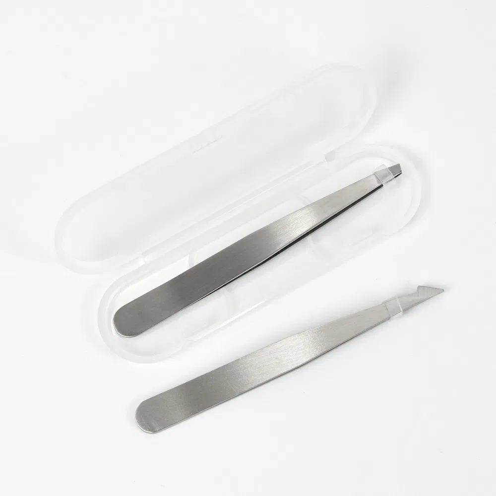 2 Pieces Professional Stainless Steel Precision Eyebrow Tweezers Set