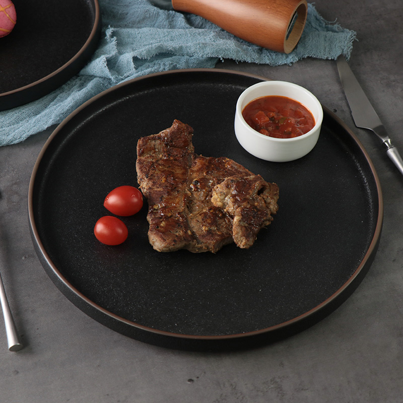 Restaurants Hotels Supplier Black Nordic Porcelain Dish Chaozhou Ceramic Dinner Plates