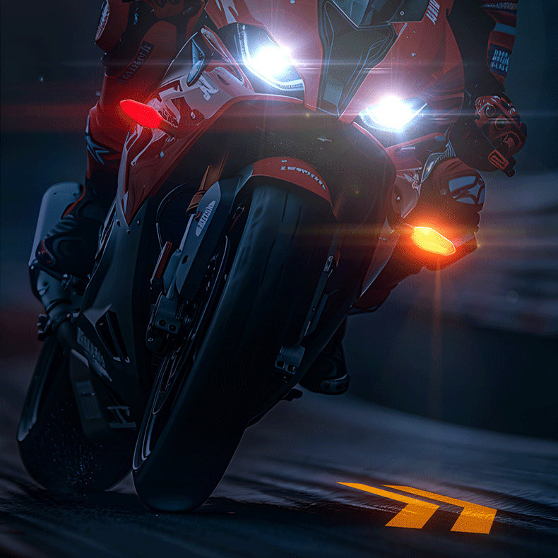 Универсальный RGB-поворотник для мотоцикла с проектором