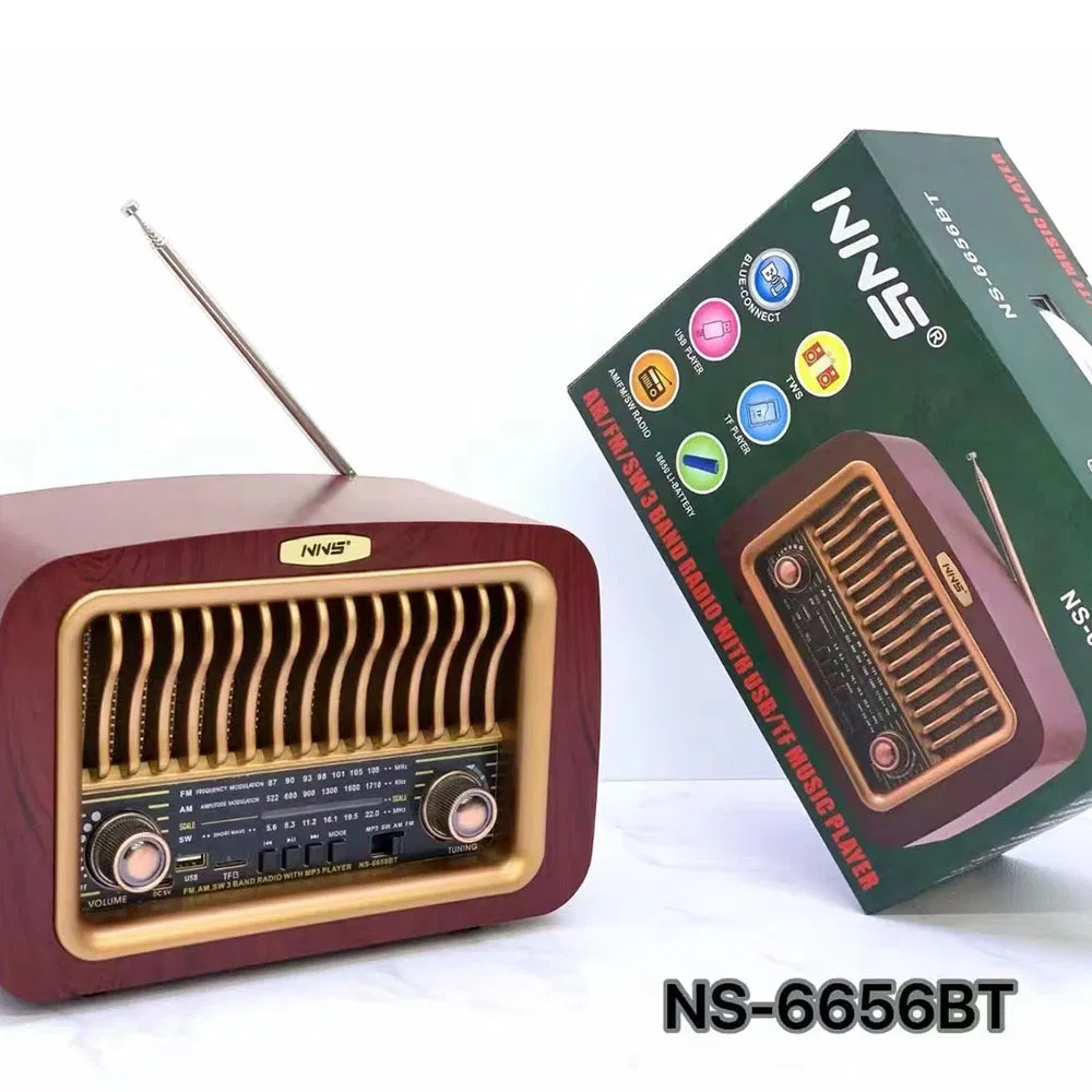 Радио NS-6656BT с Bluetooth, деревянный корпус
