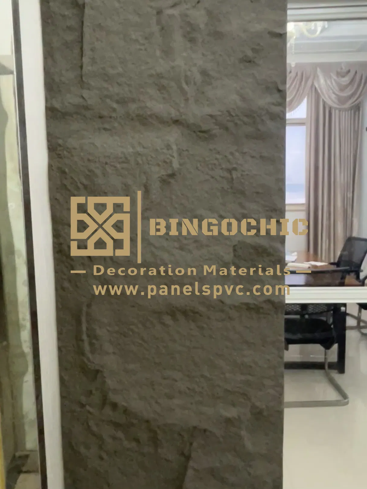 Fast Installation PU Cultural Stone Dark Grey Color Polyurethane Stone Panel for Home Decoration