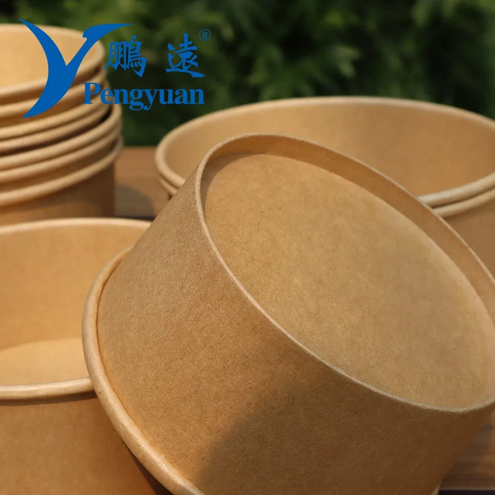 Disposable Biodegradable Food Container Kraft Paper Salad Bowl Take Away for Cookie