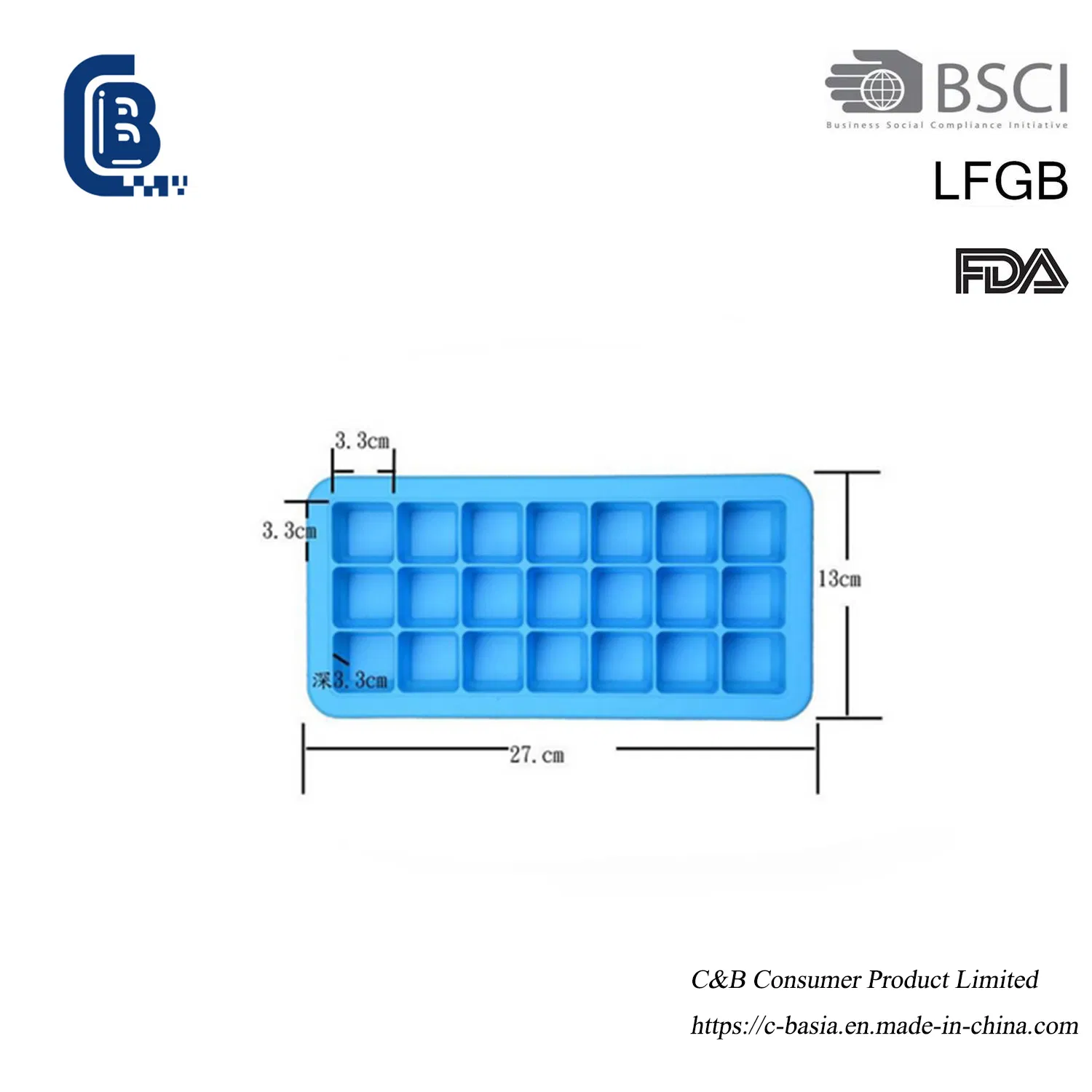 Форма для льда из пищевого силикона, 21 ячейка