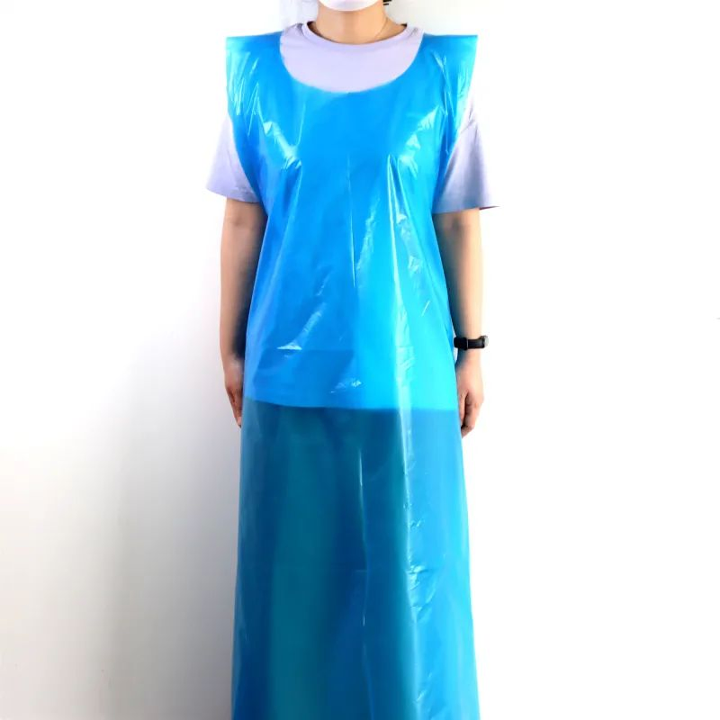 Disposable Blue Plastic HDPE LDPE PE Waterproof Sleeveless Apron for Medical and Cooking Food Industry