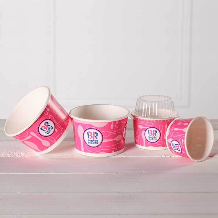 Disposable Food Grade Biodegradable Yogurt Paper Bowl Ice Cream Cup