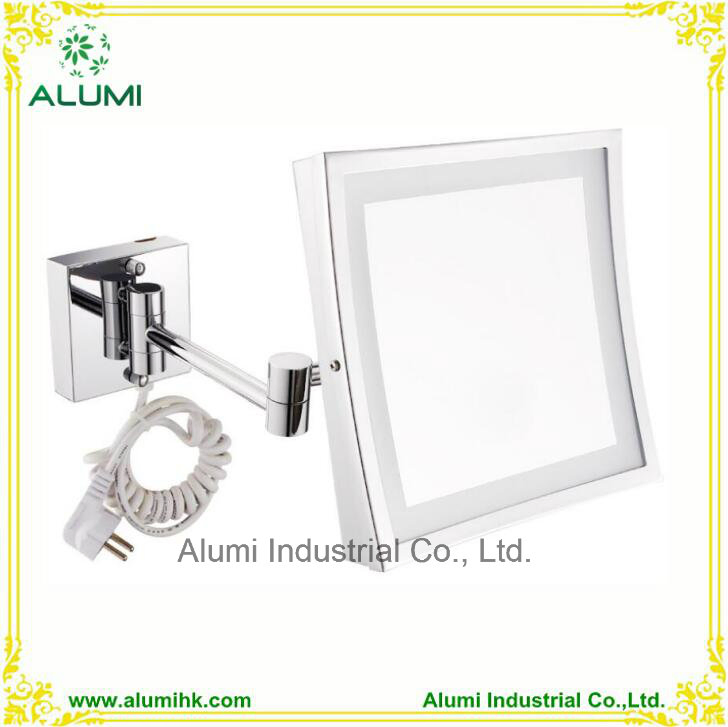 Hotel Wall-Mounted Double Sided Magnifying Mirror with LED Light
