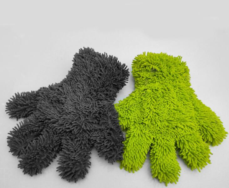Car Cleaning Finger Glove Wash with Two Side Chenille Fabric