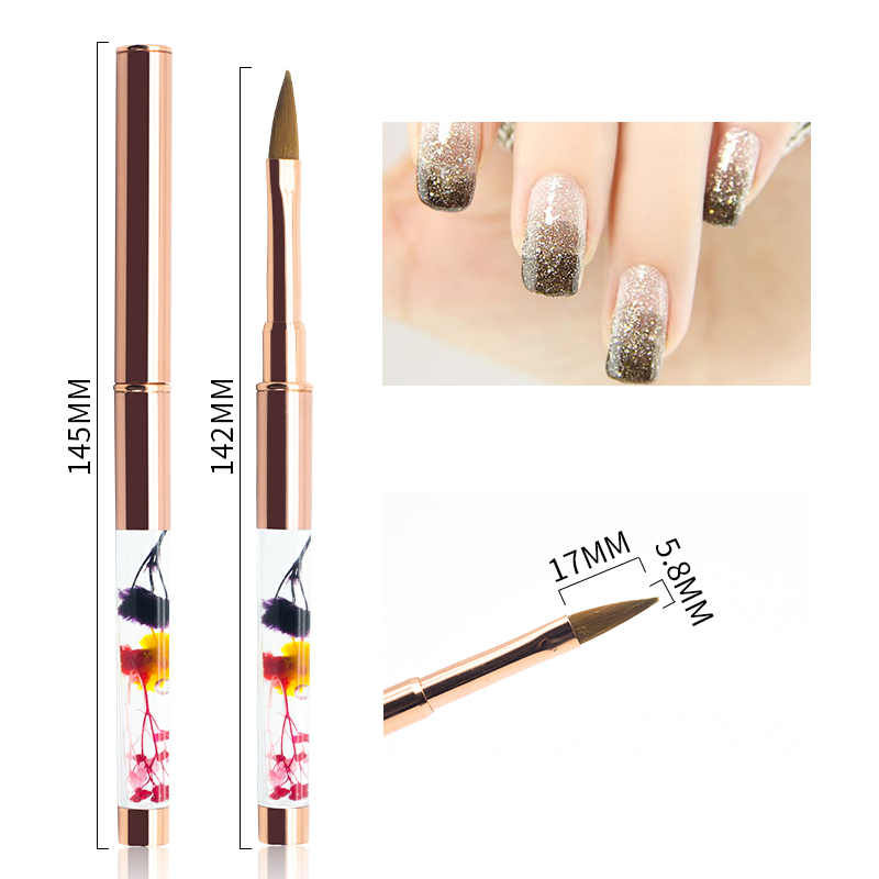 Guyo #8 Gold Liquid Inside Handle 100% Kolinsky Acrylic Brush