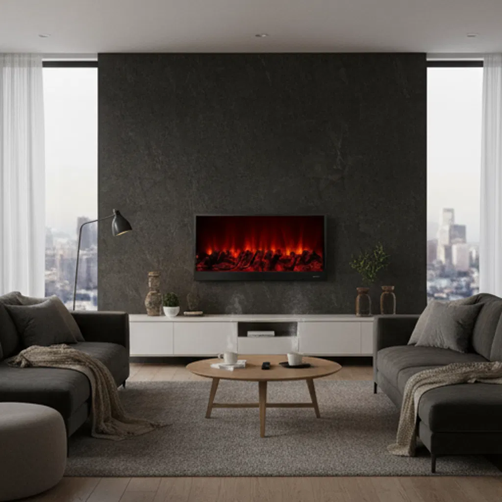 Stylish Electric Fireplace with Multi-Color LED Lighting and Remote Control
