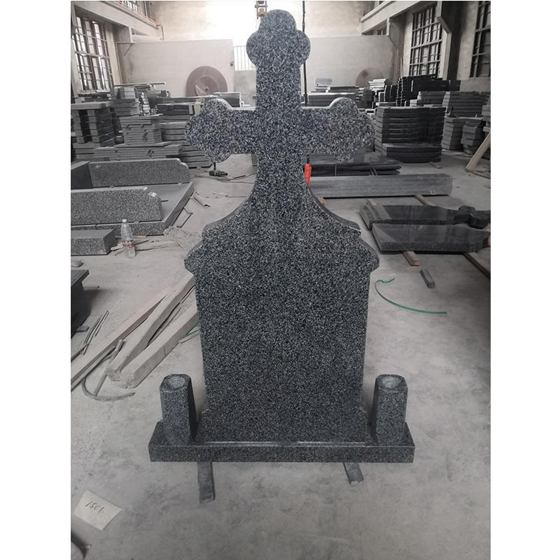 Graveyard Granite Tombstone Marble Cross Vase Monument Tombstone for Sale Soft Cover Color Customized