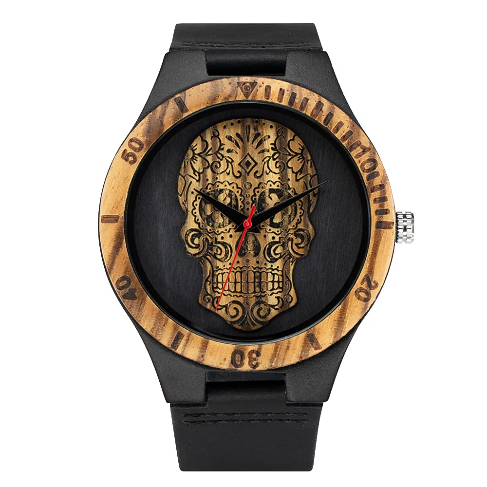Direct Factory Price Men's Light Wood Watch Custom Logo Engraved Wrist Watch Japan Movement 45mm Fashionable Wooden Watch