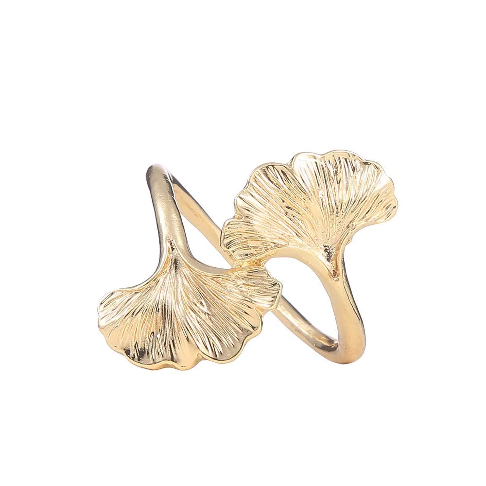 Wholesale Creative Ginkgo Leaf Napkin Ring Gold Leaf Napkin Buckle for Home