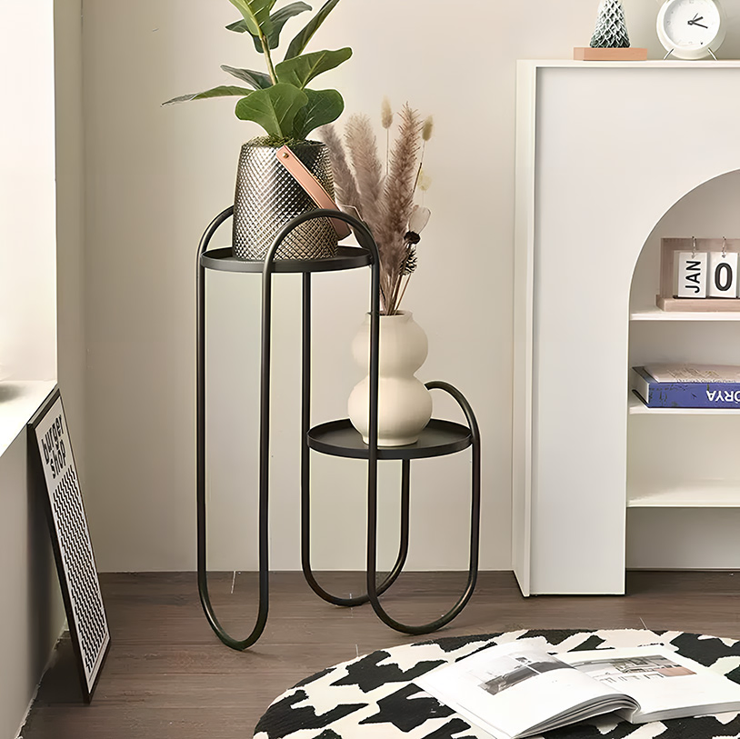 Plant Stand 2 Tier Metal Plant Stand for Indoor Outdoor Corner Tall Plant Shelf for Multiple Plants for Living Room Balcony Garden