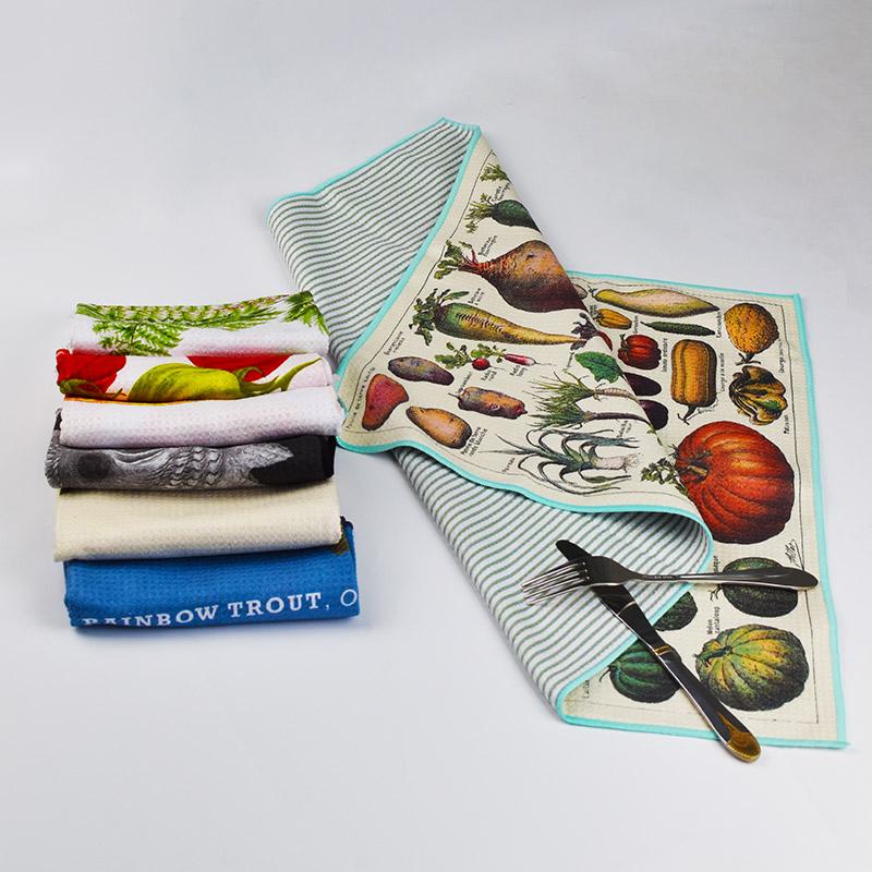 Custom 100% Cotton Flour Sack Kitchen Dish Towel Print Design Cotton Linen Woven Tea Towel for Kitchen Cleaning