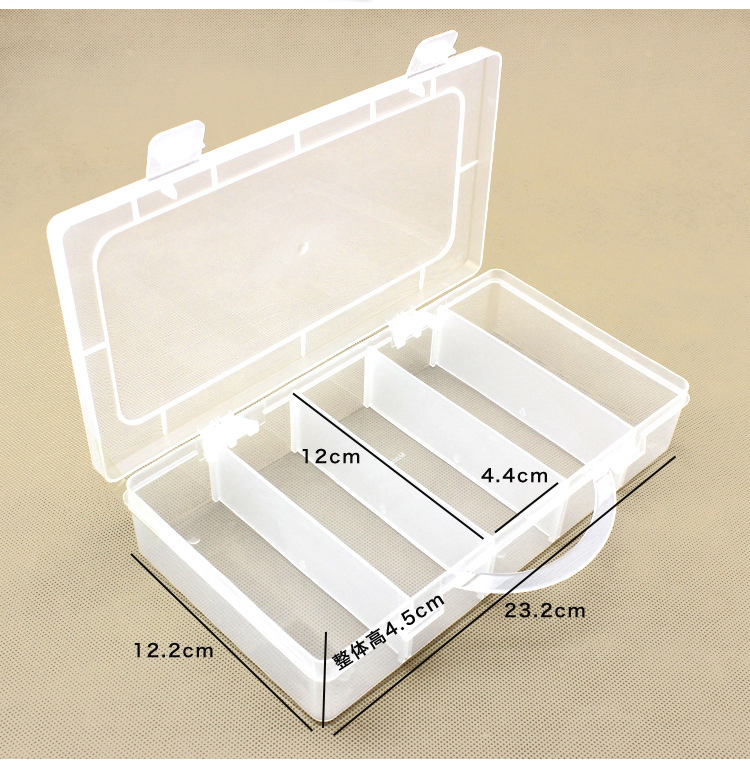 Professional Universal Single Layer 5 Grid Compartments Detachable Parts Accessories Clear PP Plastic Divided Storage Box